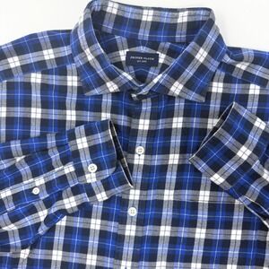 Proper Cloth Mens Large Plaid Cotton Long Sleeve Button Down Shirt Spread Collar